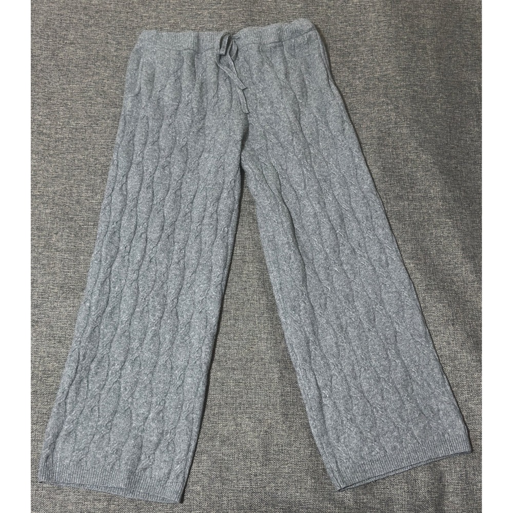Universal Thread Womens XL Pants Gray Cable Knit Lounge Drawstring Wide Leg